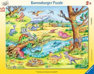 Детски пъзел Ravensburger от 15 части - Малки динозавърчета