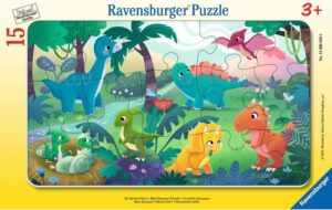 Детски пъзел Ravensburger от 15 части - Малки динозаври