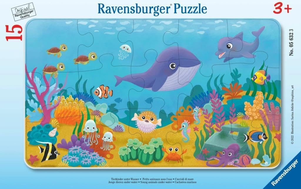 Детски пъзел Ravensburger от 15 части - Малки морски животни
