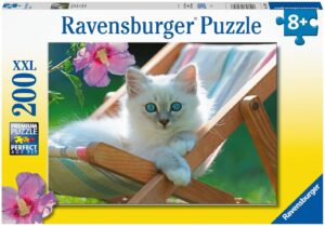 Детски пъзел Ravensburger от 200 XXL части - Бяло коте