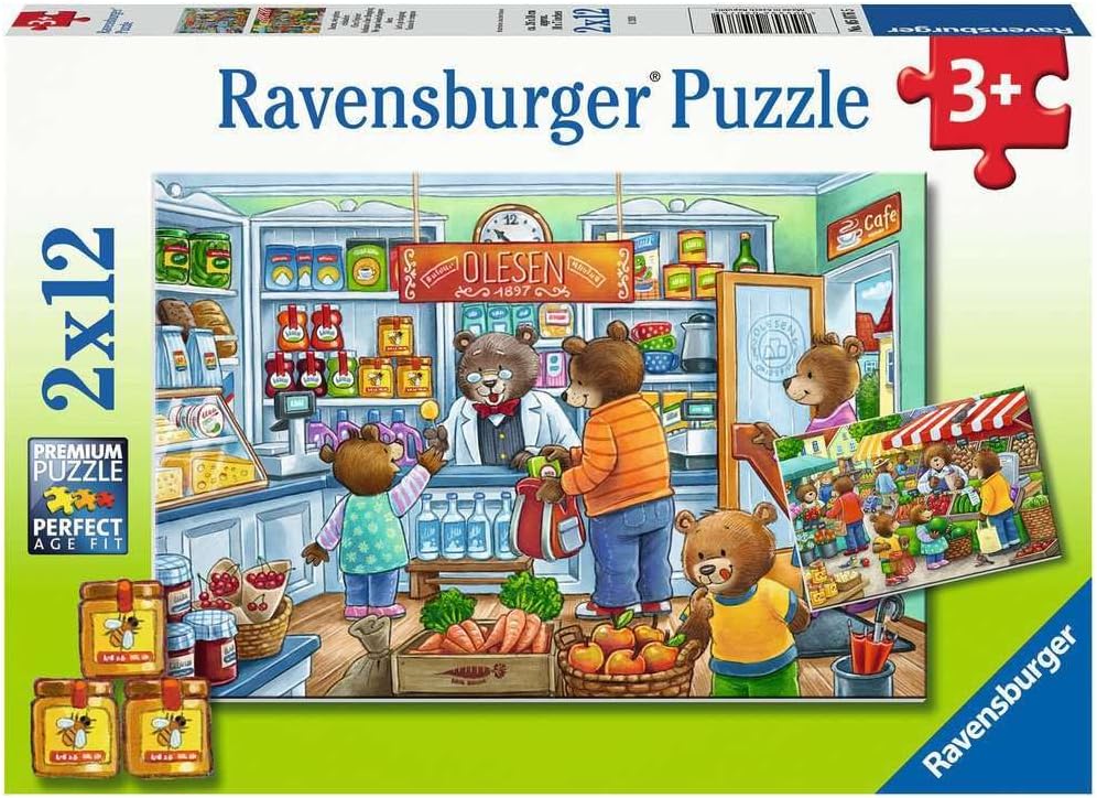 Детски пъзел Ravensburger от 2 x 12 части - Хайде да пазаруваме