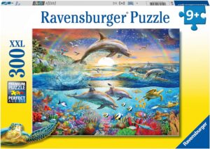 Детски пъзел Ravensburger от 300 XXL части - Раят на делфините
