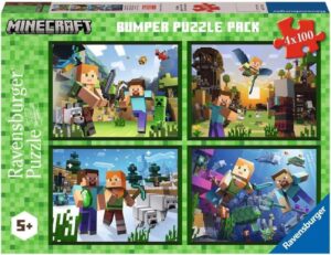 Детски пъзел Ravensburger от 4 x 100 части - Майнкрафт