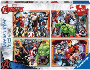Детски пъзел Ravensburger от 4 x 100 части - Отмъстителите на Марвел
