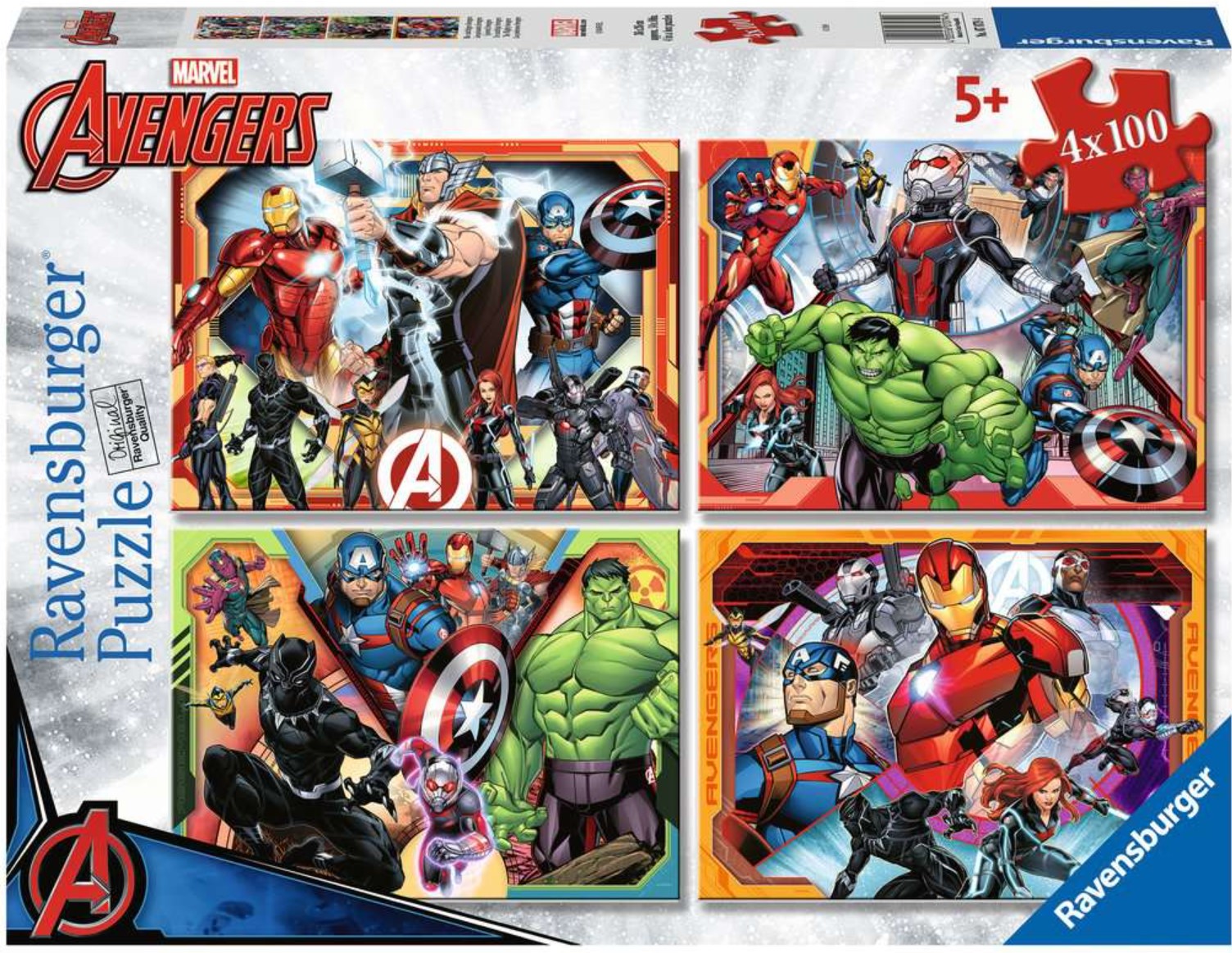 Детски пъзел Ravensburger от 4 x 100 части - Отмъстителите на Марвел