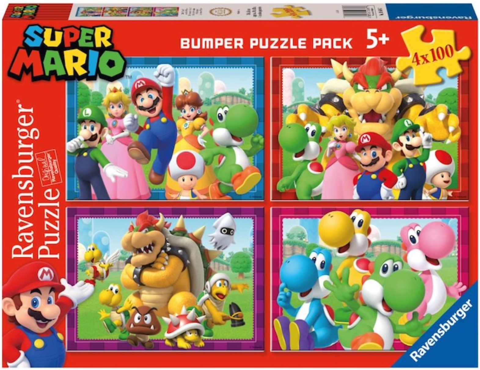 Детски пъзел Ravensburger от 4 x 100 части - Супер Марио