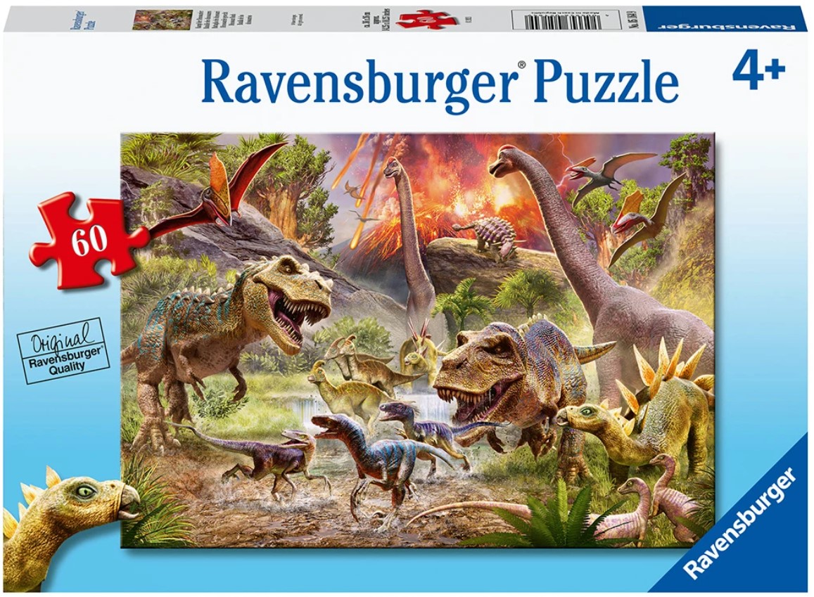 Детски пъзел Ravensburger от 60 части - Битката на динозаврите
