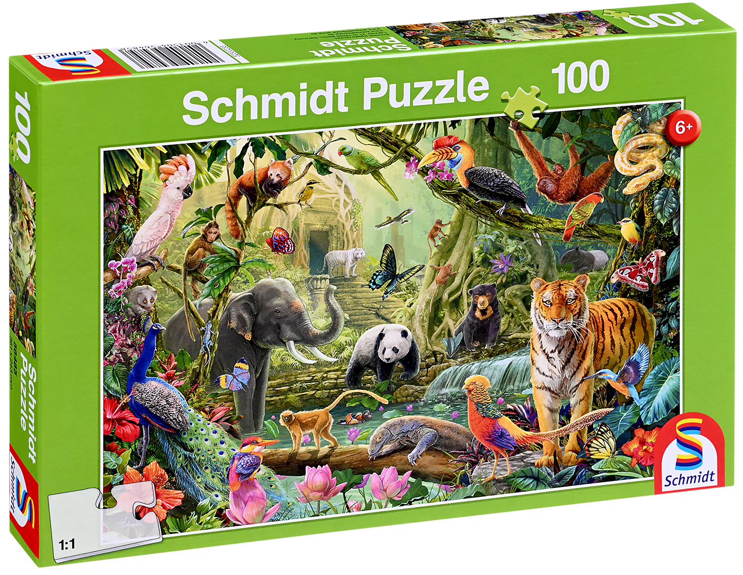 Детски пъзел Schmidt от 100 части - Пъстър живот в джунглата