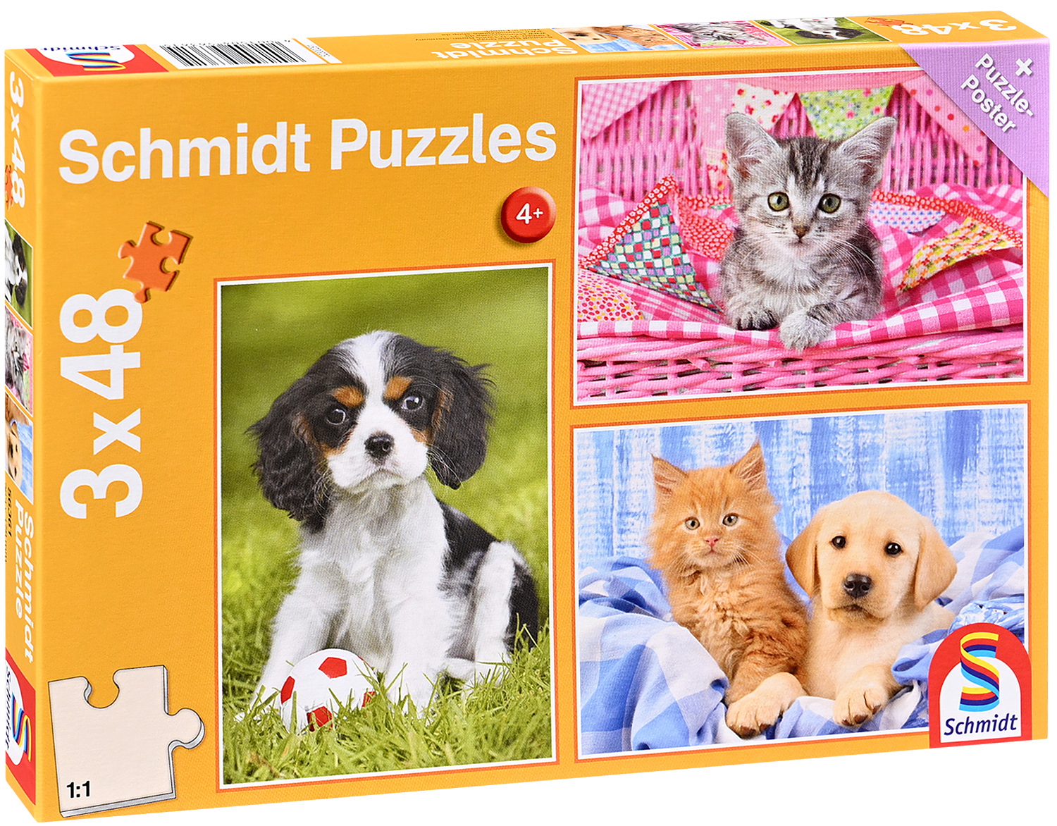Детски пъзел Schmidt от 3 x 48 части - Моите най-сладки животинчета