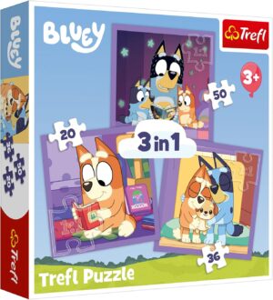 Детски пъзел Trefl 3 в 1 - Запознай се с Блуи