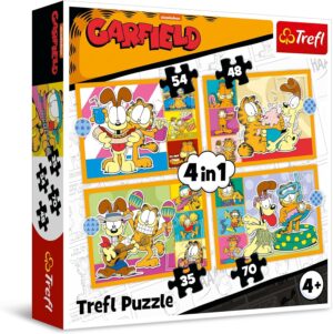 Детски пъзел Trefl 4 в 1 - Гарфилд обича лазаня