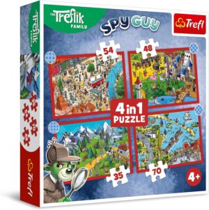 Детски пъзел Trefl 4 в 1 - Пътешествията на Трефликс