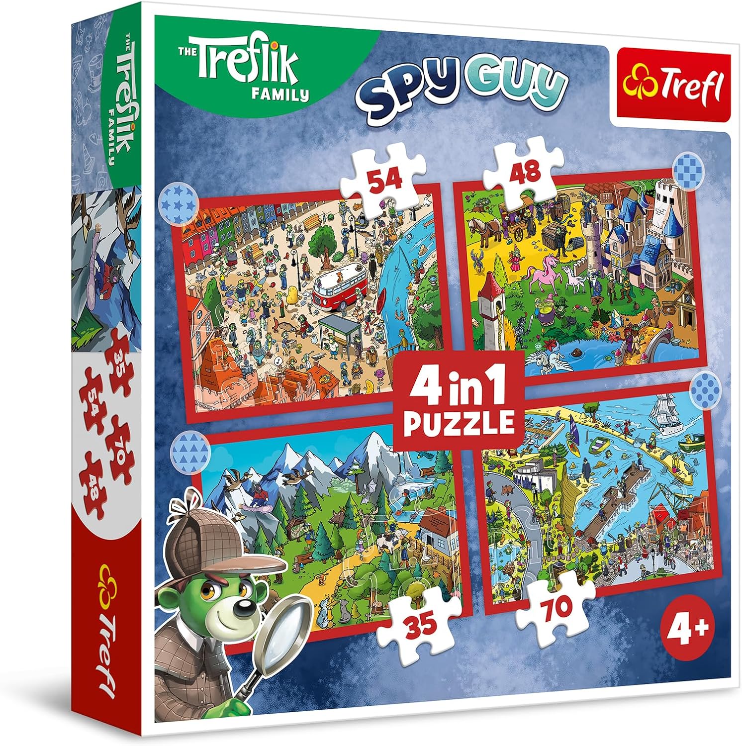 Детски пъзел Trefl 4 в 1 - Пътешествията на Трефликс