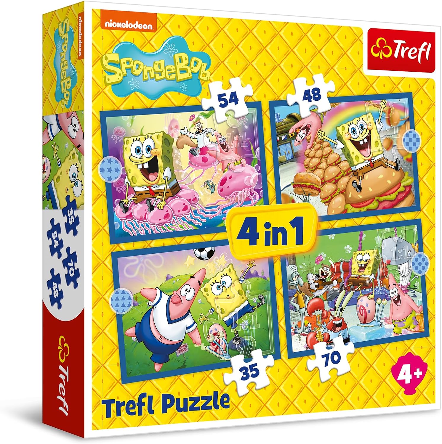 Детски пъзел Trefl 4 в 1 - Подводният живот на Спондж Боб