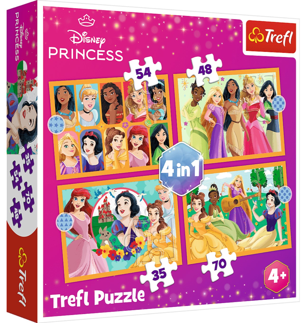 Детски пъзел Trefl 4 в 1 - Приказни истории с Дисни принцесите