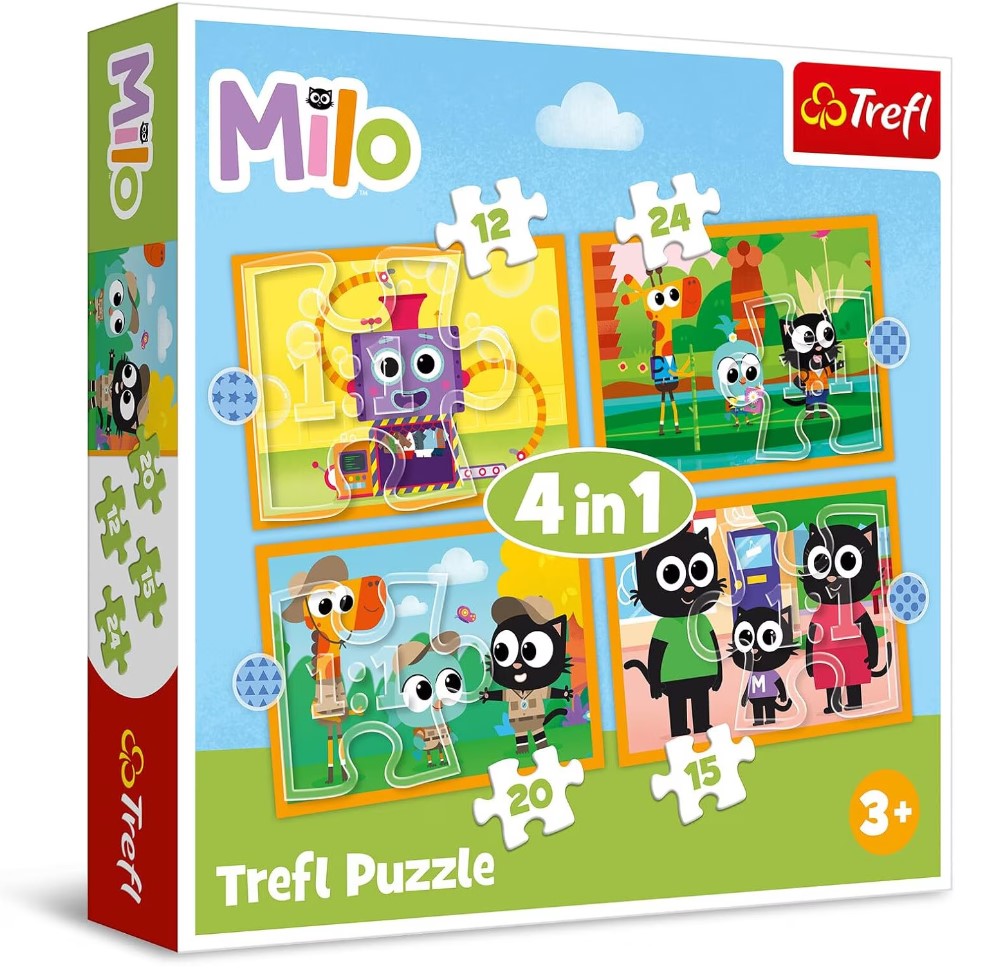 Пъзел Trefl 4 в 1 - Запознайте се с Майло и неговите приятели