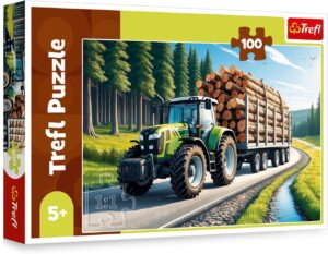 Детски пъзел Trefl от 100 части - Горски трактор