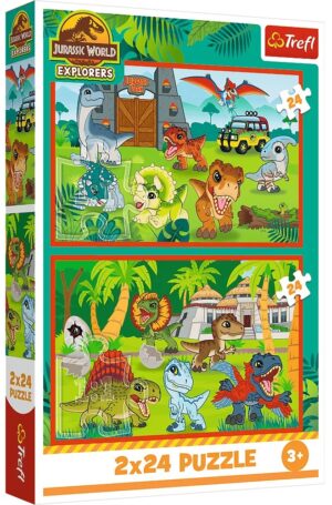Детски пъзел Trefl от 2 x 24 части - Малките динозаври от Джурасик Парк