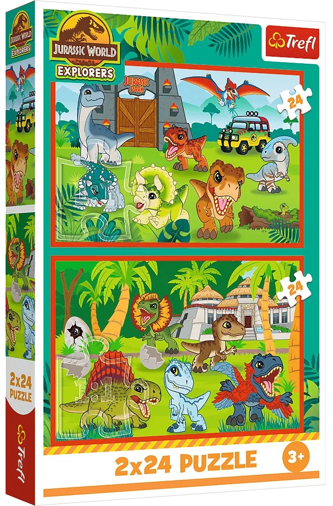 Детски пъзел Trefl от 2 x 24 части - Малките динозаври от Джурасик Парк