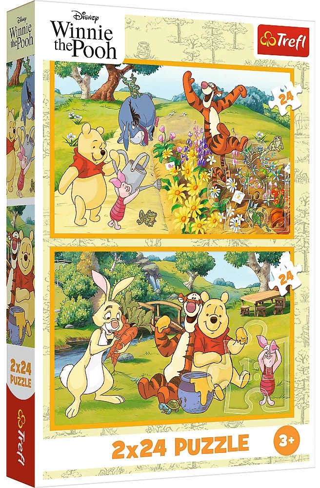 Детски пъзел Trefl от 2 x 24 части - Мечо Пух в градината