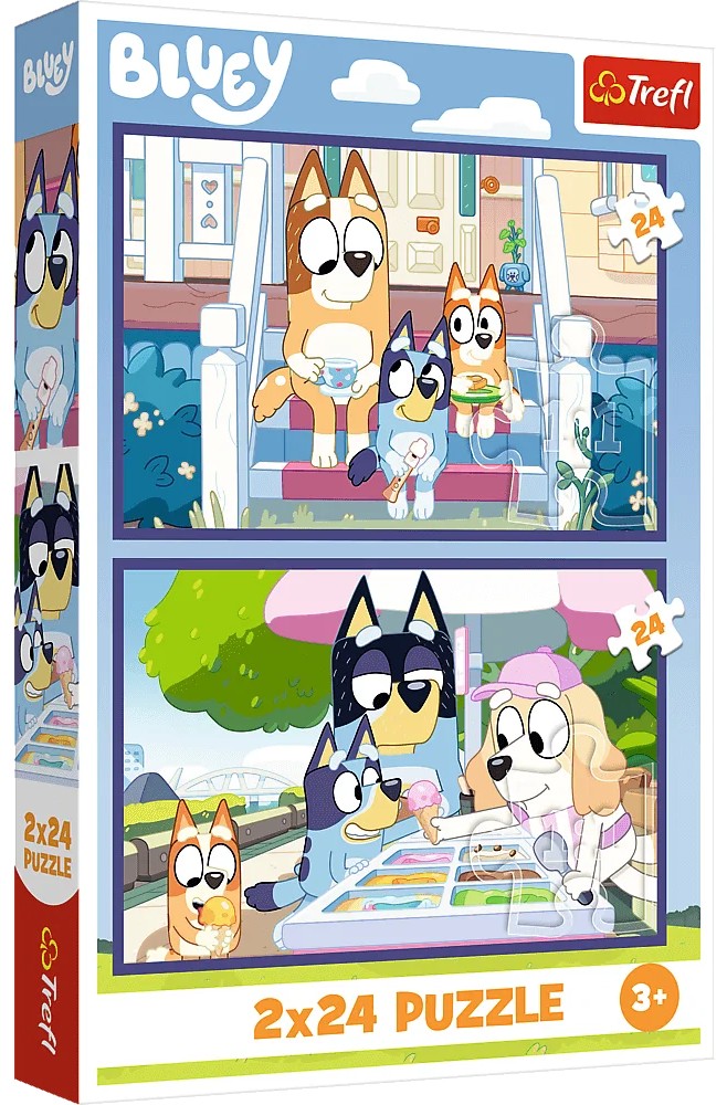 Детски пъзел Trefl от 2 x 24 части - Забава с Блуи