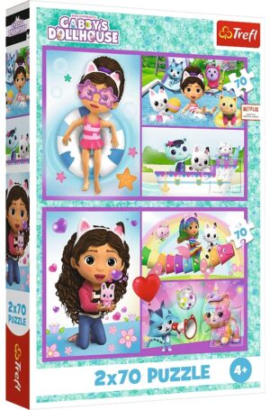 Детски пъзел Trefl от 2 x 70 части - Играйте с Габи
