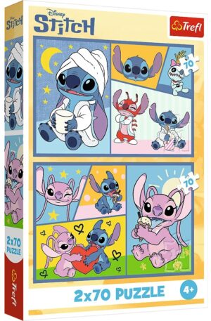 Детски пъзел Trefl от 2 x 70 части - Няма скука със Стич