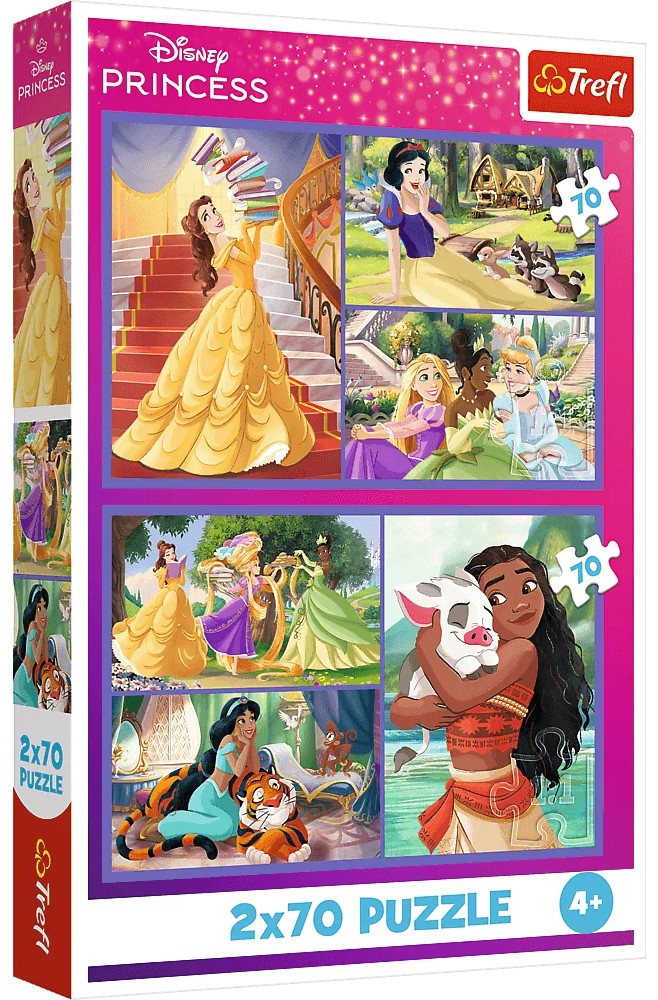 Детски пъзел Trefl от 2 x 70 части - Приказните дни на Дисни принцесите