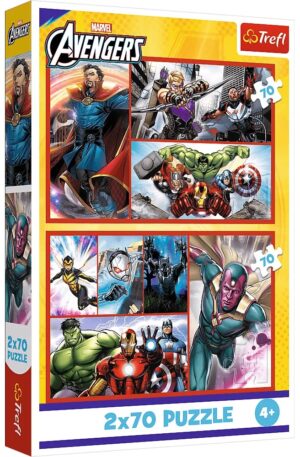 Детски пъзел Trefl от 2 x 70 части - Стани герой с Марвел