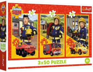 Детски пъзел Trefl от 3 x 50 части - Пожарникарят Сам