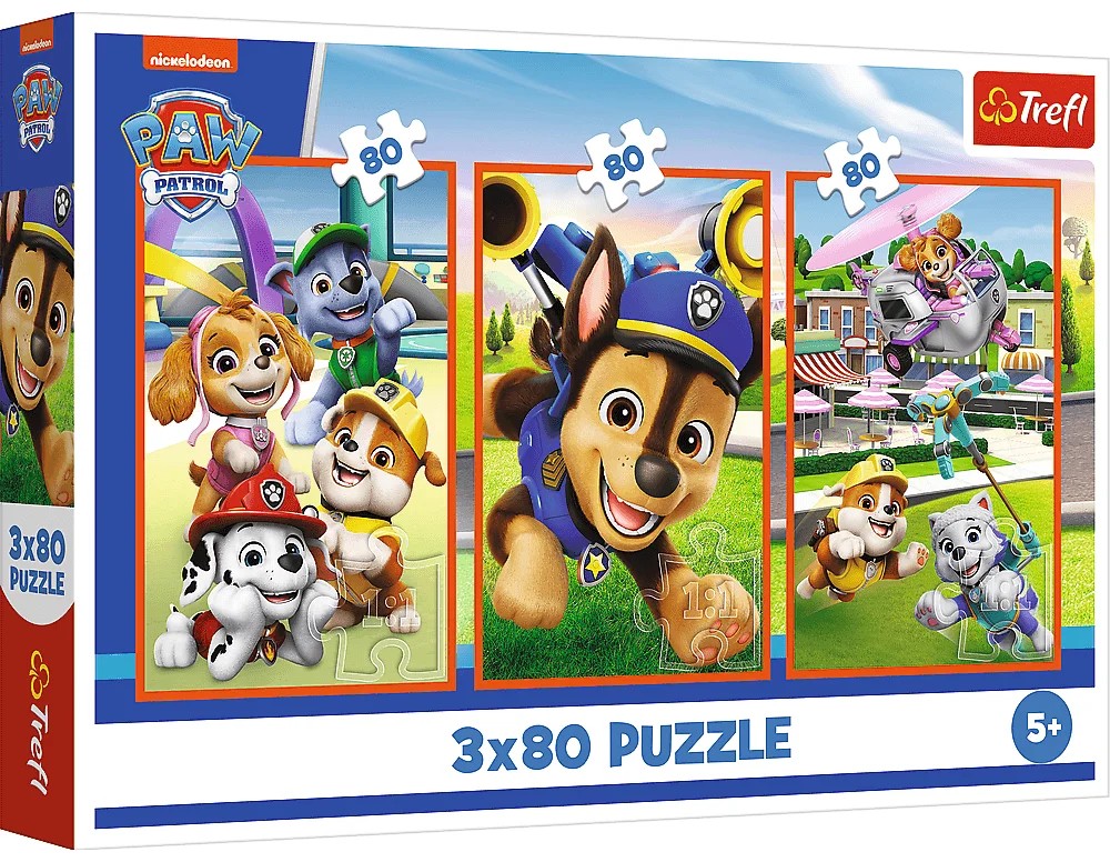 Детски пъзел Trefl от 3 x 80 части - Бандата на Пес Патрул