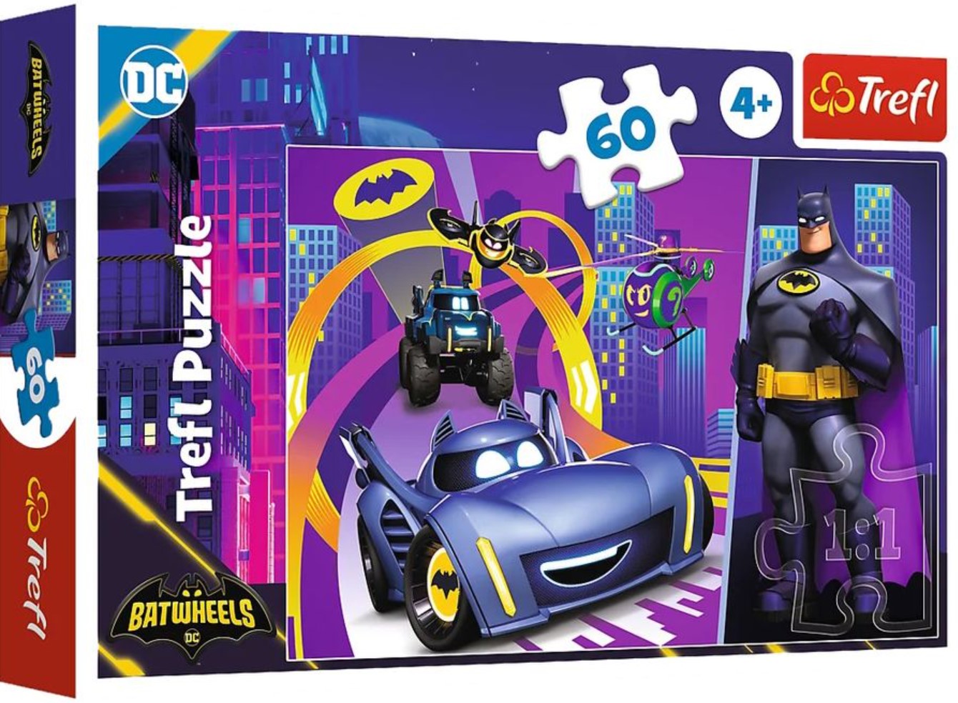 Детски пъзел Trefl от 60 части - Батман и неговите превозни средства