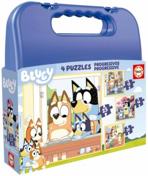 Детски пъзел в куфарче Educa 4 в 1 - Блуи