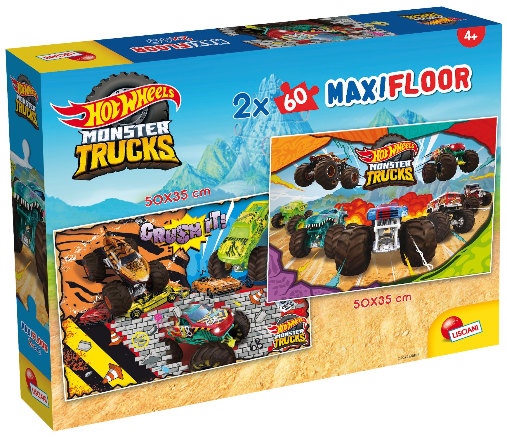 Детски пъзел за под Lisciani от 2 х 60 части - Hot Wheels