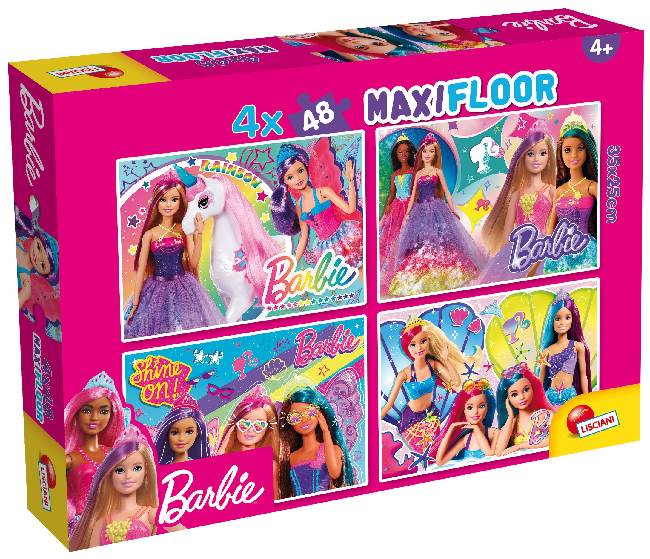 Детски пъзел за под Lisciani от 4 х 48 XXL части - Барби