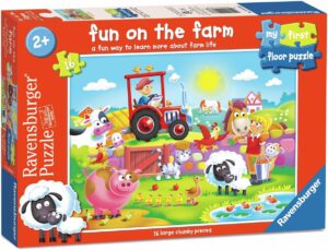 Детски пъзел за под Ravensburger от 16 части - Забавление във фермата