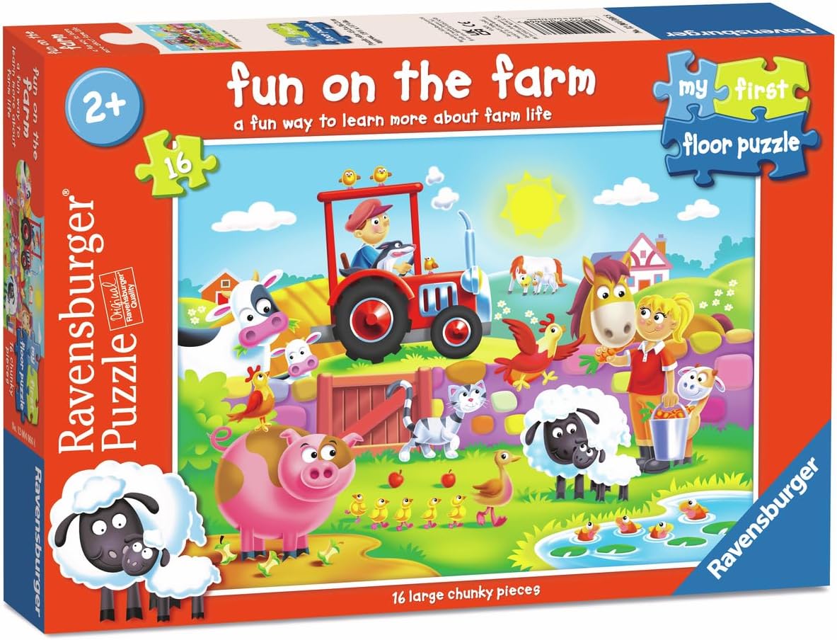 Детски пъзел за под Ravensburger от 16 части - Забавление във фермата