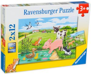 Пъзел Ravensburger от 2 x 12 части - Бебета животни