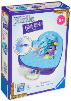 3D пъзел Ravensburger от 54 части - Кутия за бижута сърце, Морско дъно