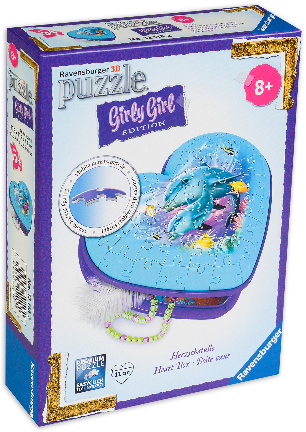 3D пъзел Ravensburger от 54 части -  Кутия за бижута сърце, Морско дъно