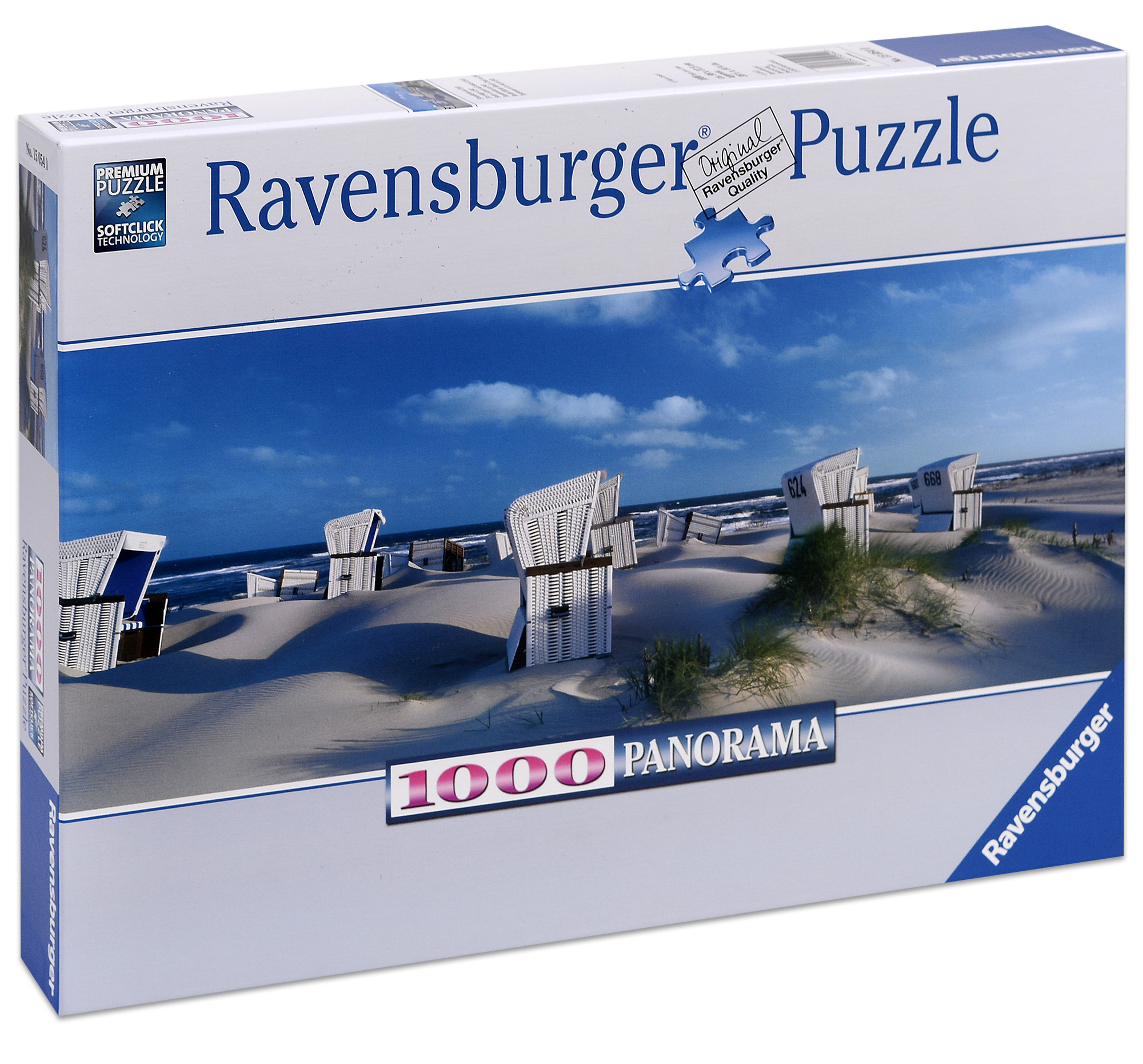Панорамен пъзел Ravensburger от 1000 части - Плажни столове на остров Силт