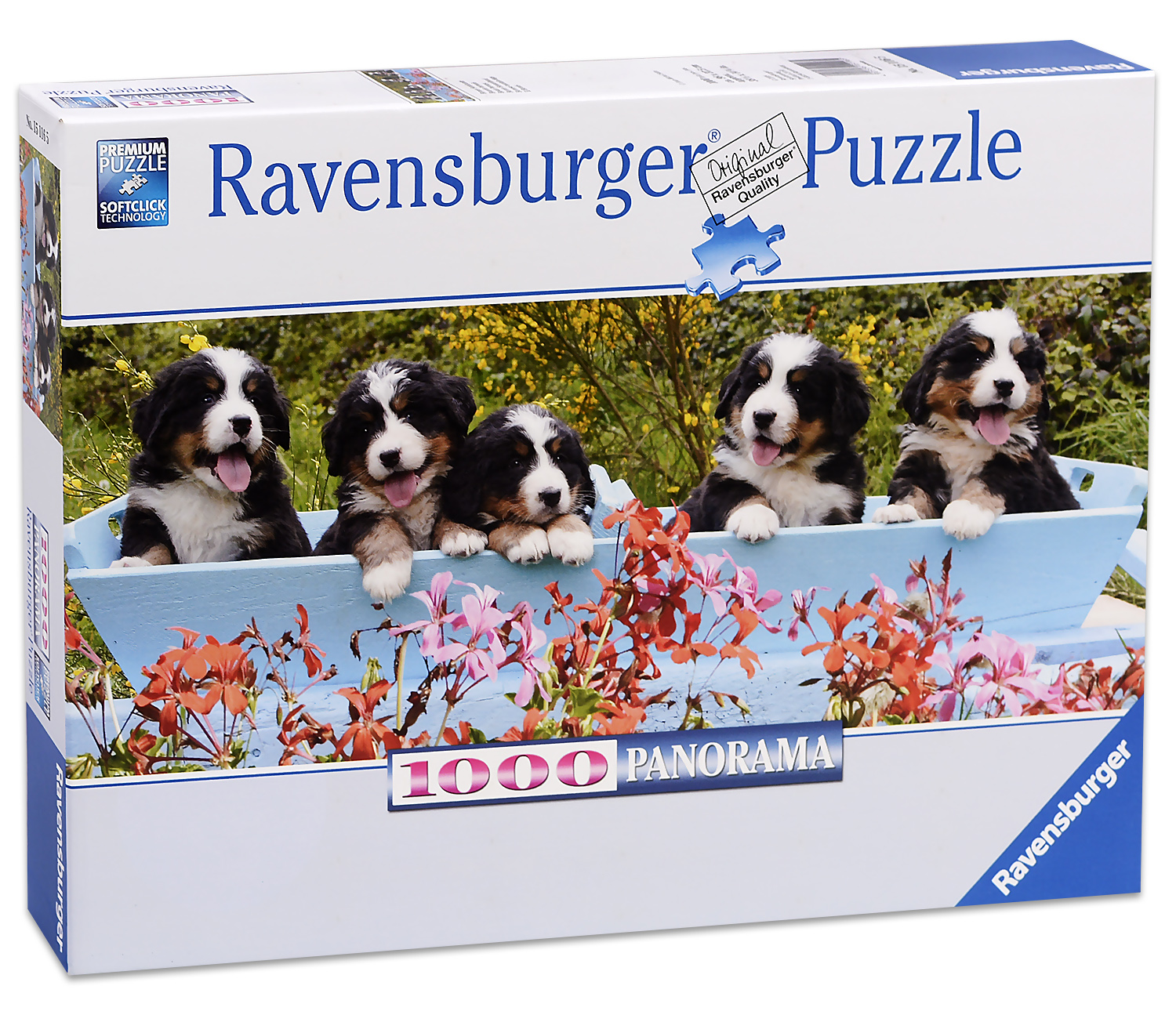 Панорамен пъзел Ravensburger от 1000 части - Швейцарски овчарки