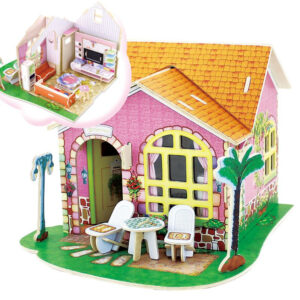 Дървен 3D пъзел Robo Time от 82 части – Всекидневна с мебели