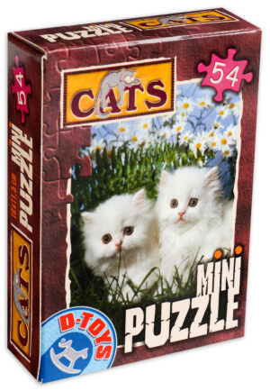 Мини пъзел D-Toys от 54 части - Две бели котета