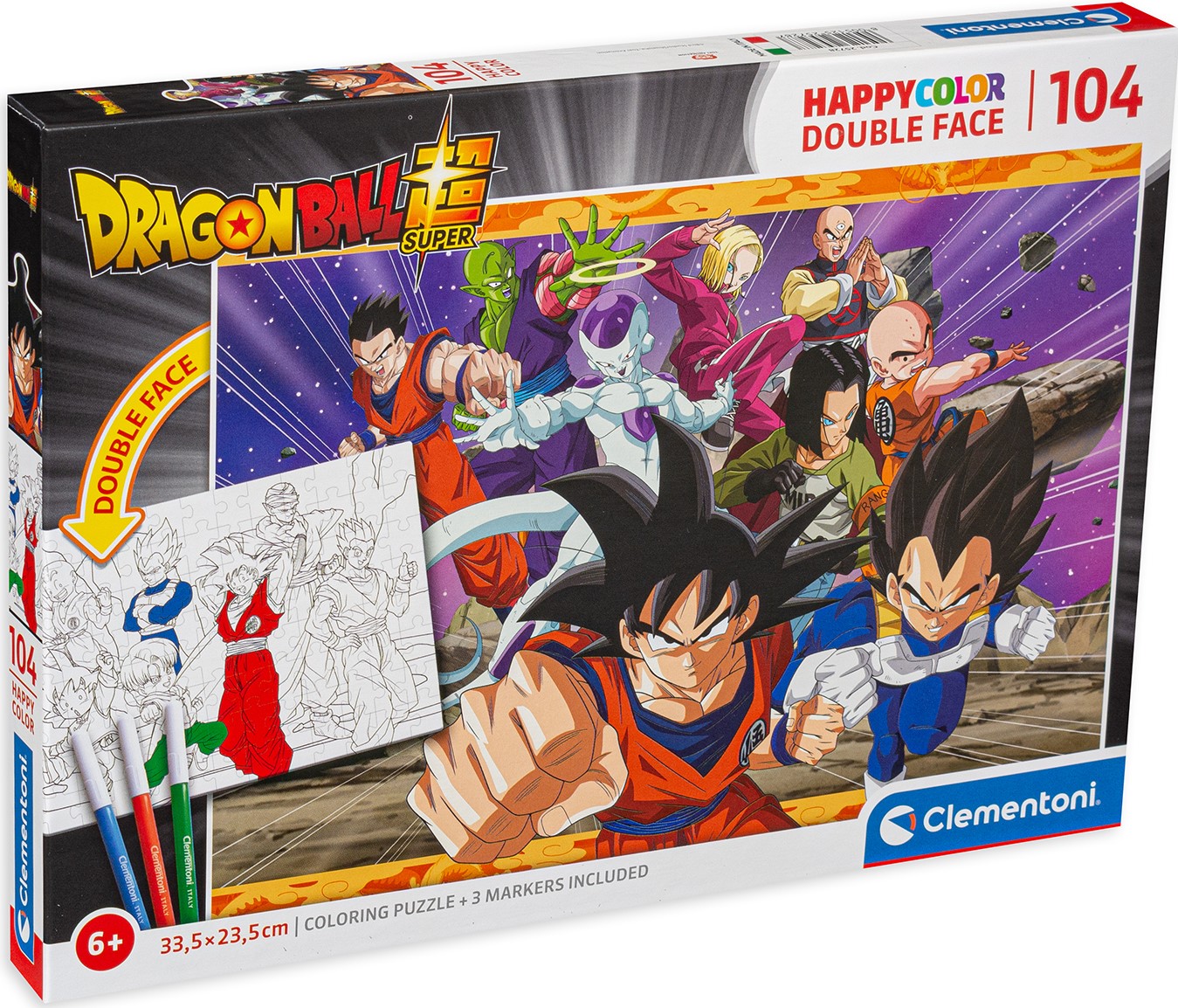 Двулицев пъзел Clementoni за оцветяване от 104 части - Драгънбол