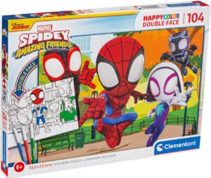 Двулицев пъзел Clementoni за оцветяване от 104 части - Спайди
