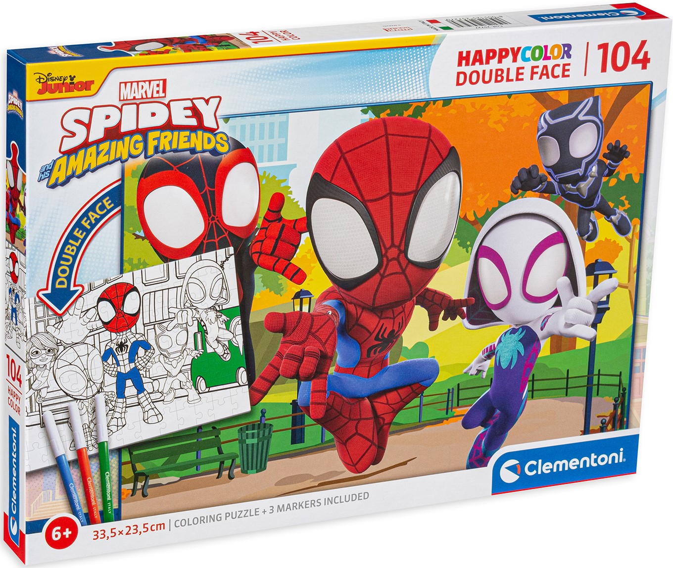 Двулицев пъзел Clementoni за оцветяване от 104 части - Спайди