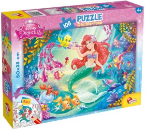 Двулицев пъзел Lisciani за оцветяване от 108 части - Малката русалка