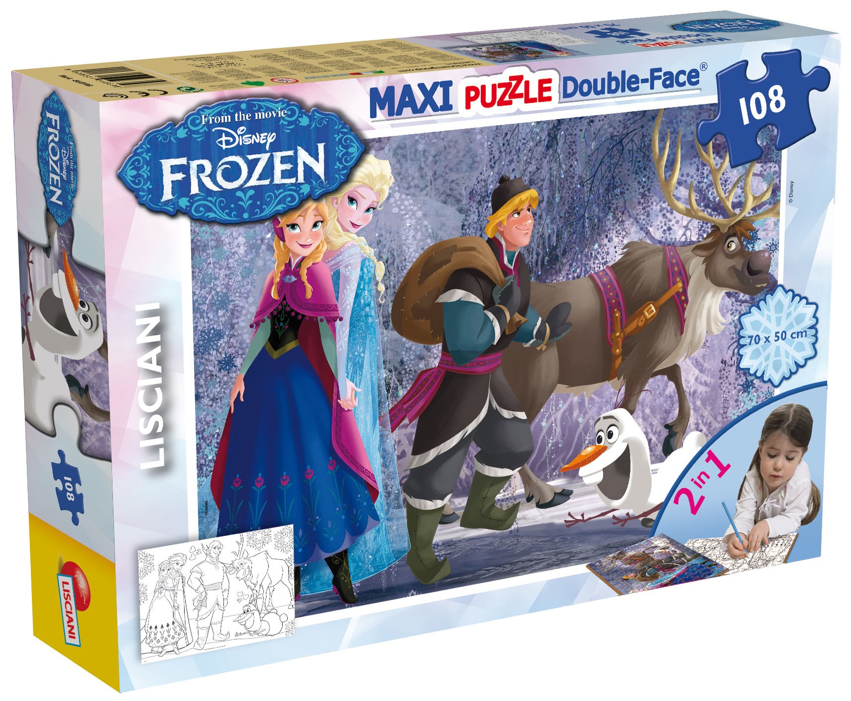 Двулицев пъзел Lisciani за оцветяване от 108 части - На разходка