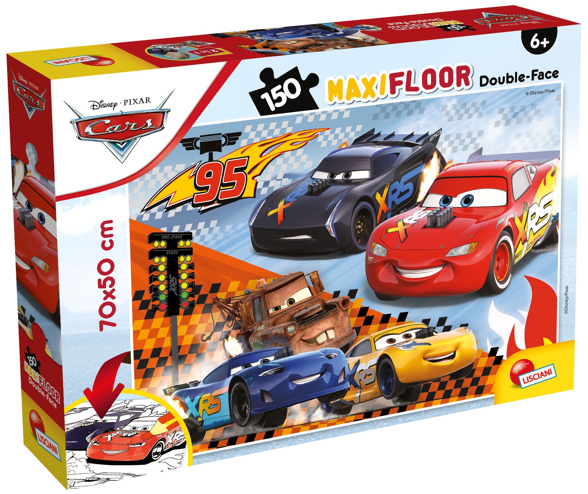 Двулицев пъзел Lisciani за оцветяване от 150 части - Колите